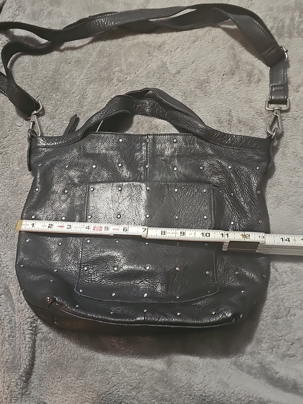 Latico Leathers  Black Studded Leather Crossbody Bag